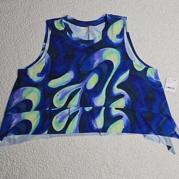1232 NWT Free People Movement Tempo Printed Tank Running Grisaille Combo - Picture 3 of 6